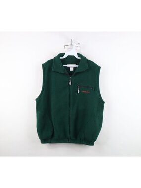 Vintage 90s Jeep Motor Co Gear Womens XL Spell Out Fleece Vest Jacket Green